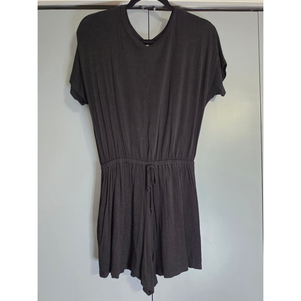 Excellent Promesa Romper Small Black Short Sleeve Keyhole Back Drawstring Waist